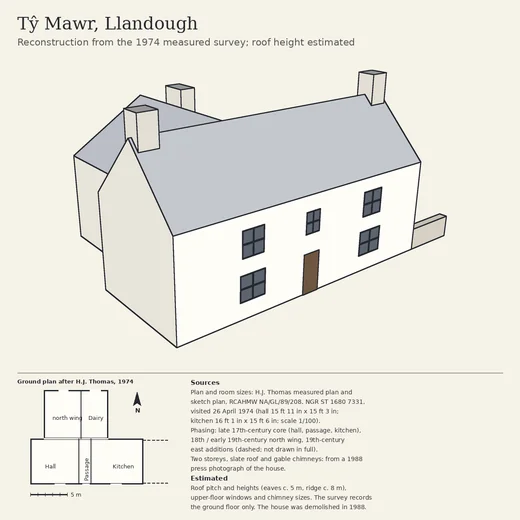 Tŷ Mawr, reconstruction from the 1974 measured survey