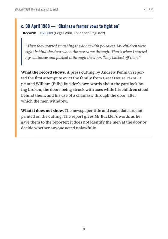 Sample page 10: A record card: c. 30 April 1988