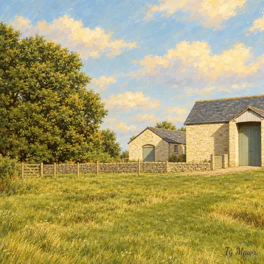 Two Barns Beyond the Meadow