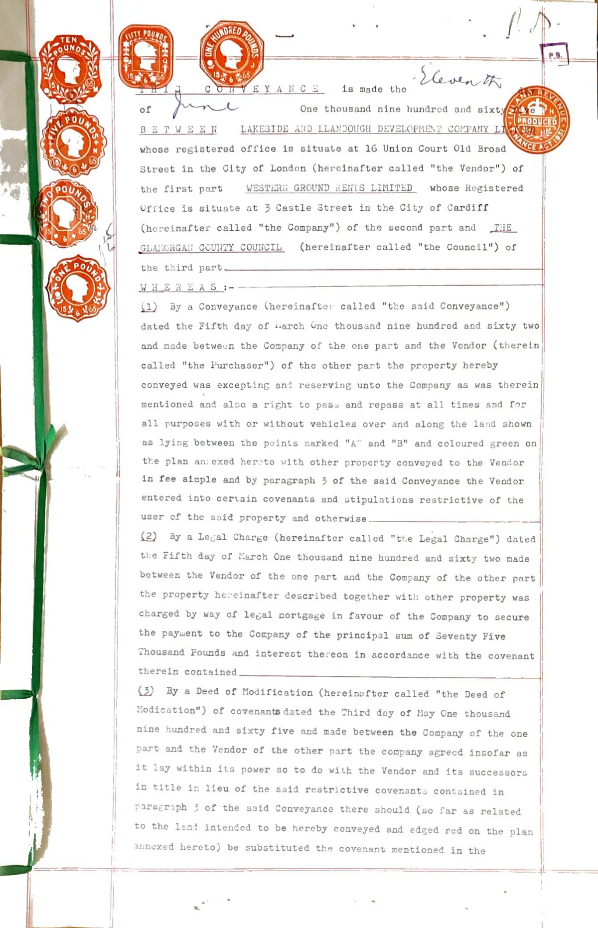 GHF-E106-R106-A1: first page of Conveyance dated 11 June 1965.pdf, personal details blacked out