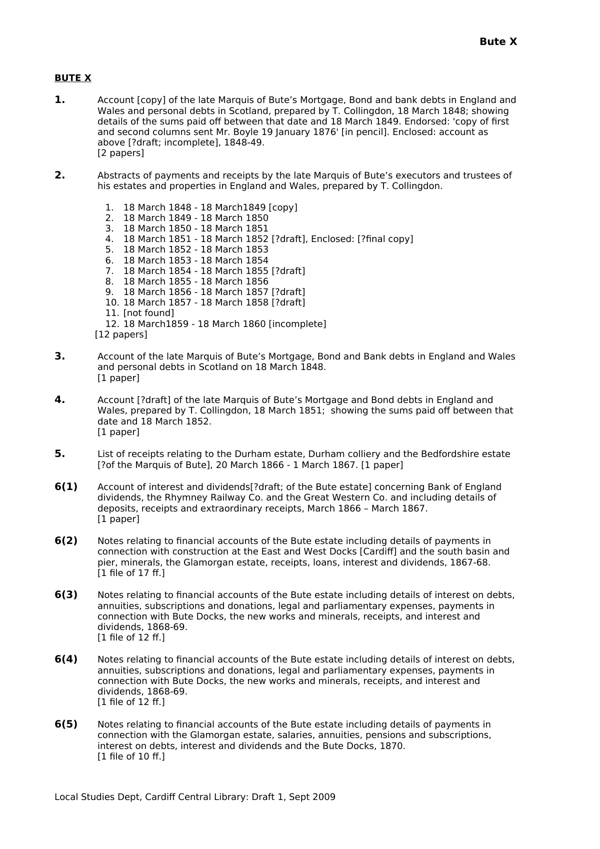 GHF-E106-R24-A3: first page of Bute 10 catalogue document (resent under 2026/4097b), personal details blacked out