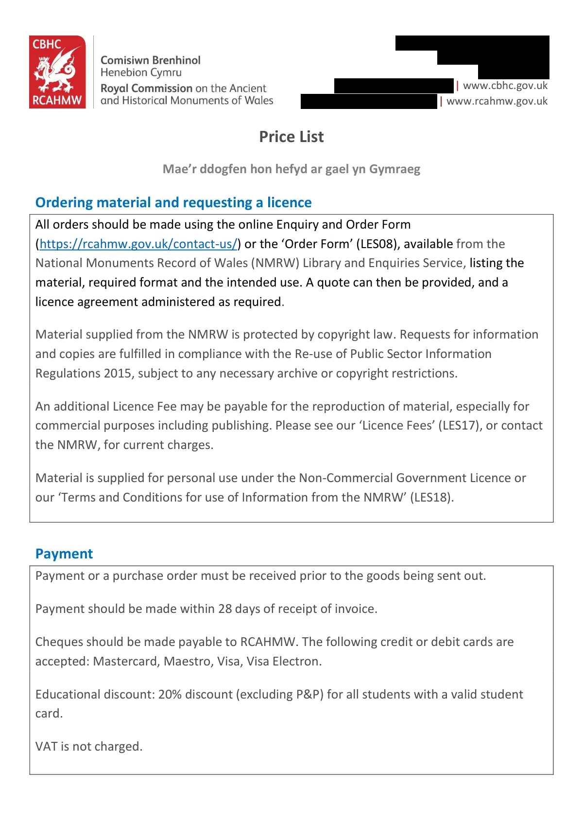 GHF-E106-R90-A1: first page of LES16 Price List 2025.pdf, personal details blacked out
